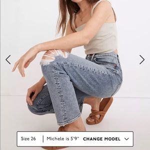 Brand new, Madewell The GirlJean in Berryton wash distressed edition jeans
